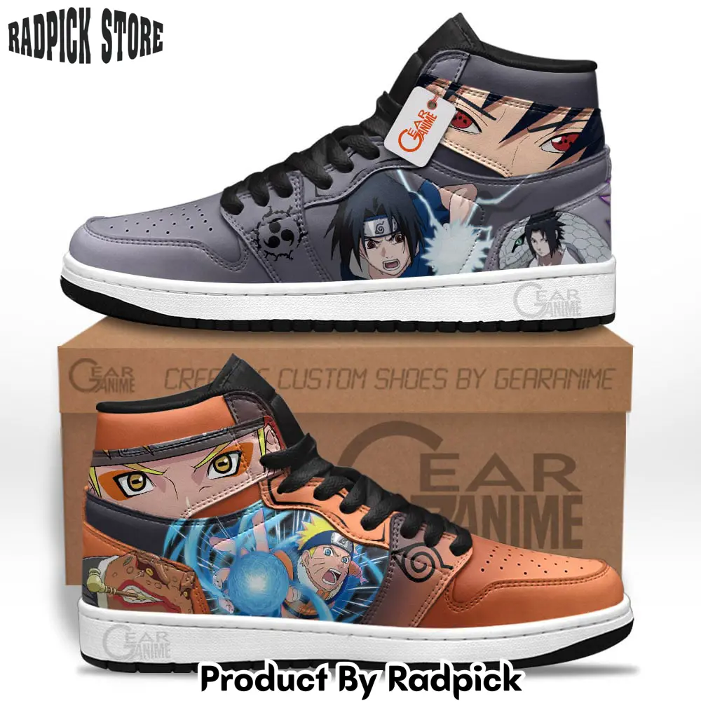 Uzumaki vs sasuke air jordan high top sneakers custom anime shoes  rp0354576